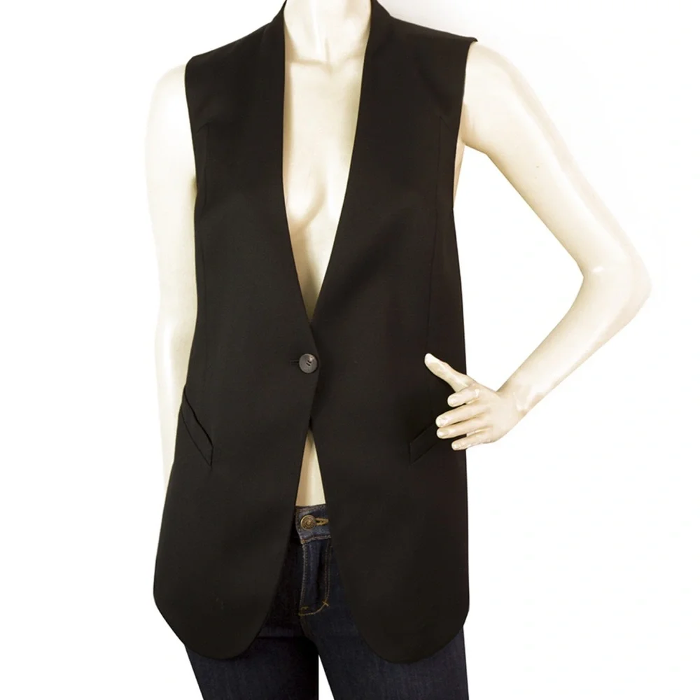 Helmut Lang Black Wool Long Back Gillet - Picture 4 of 5